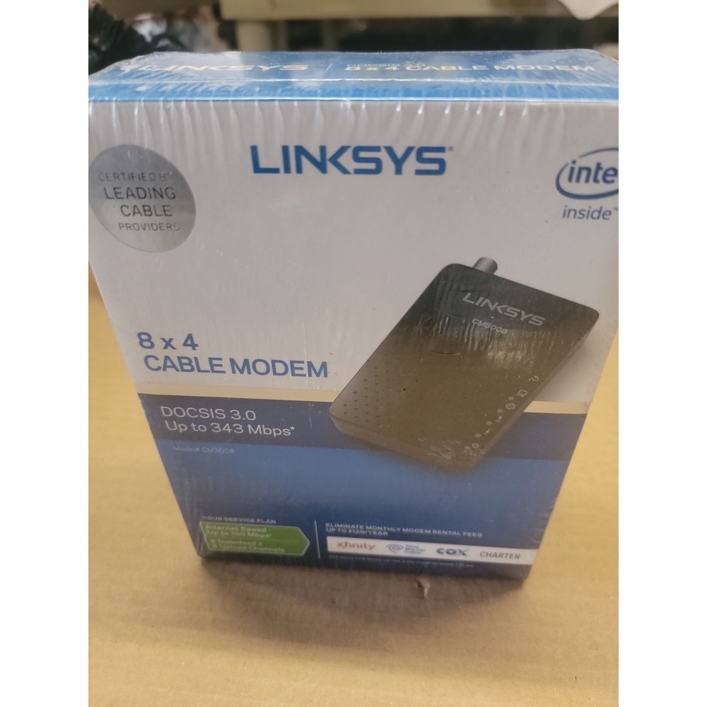 Linksys DOCSIS 3.0, Up To 343 Mbps* CM3008 8 X 4 Cable Modem Brand New Sealed